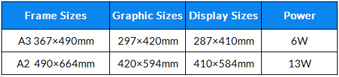 crystal light box stand sizes