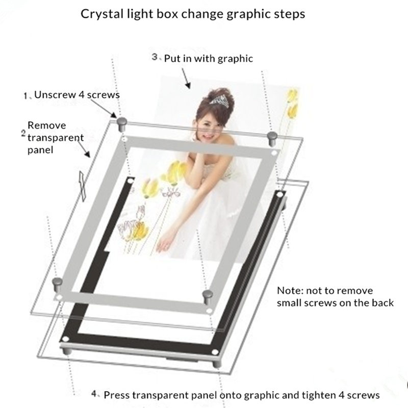 wall mounted crystal light box change graphic 4 steps