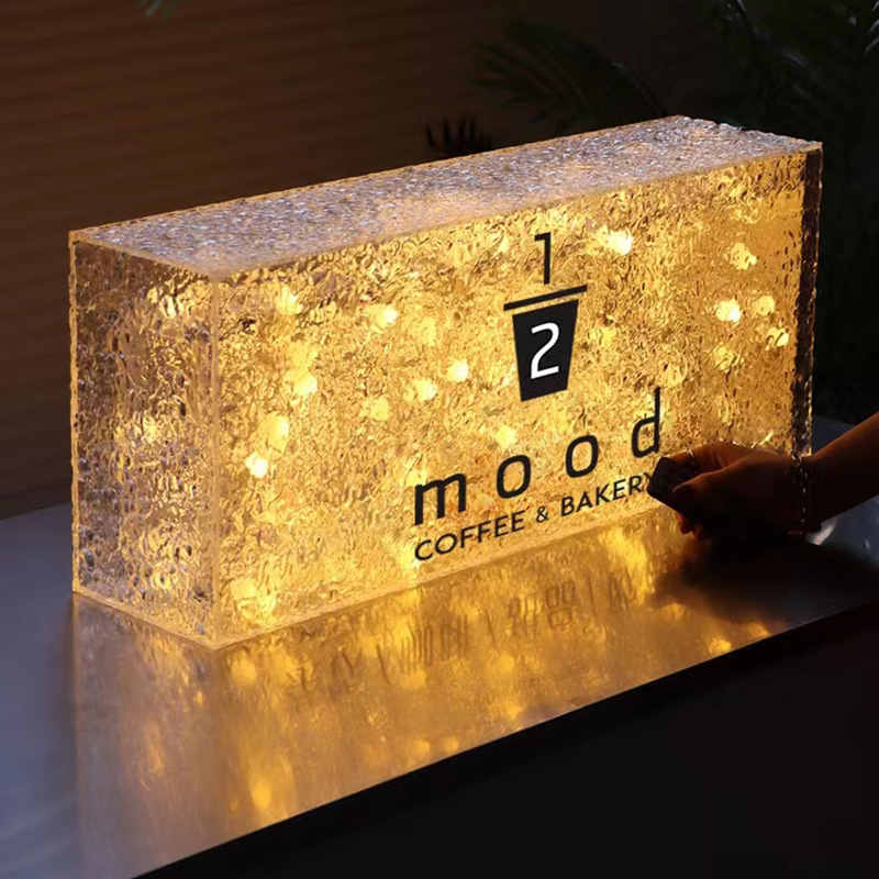 stone pattern acrylic lightbox sign led tube logo printed