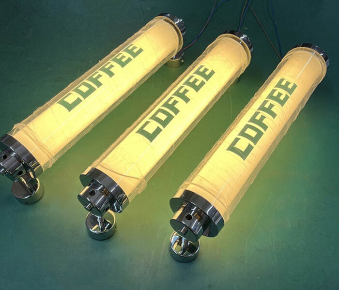 wall mounted acrylic lightbox tube logo printed yellow light