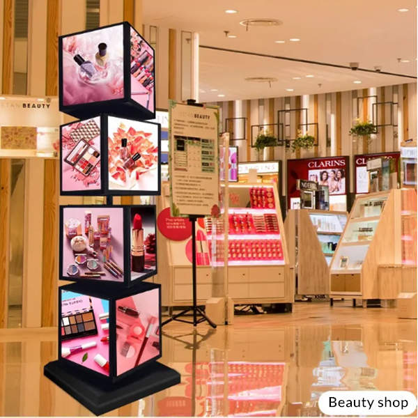 4 layers standing rotating light box use for beauty shop