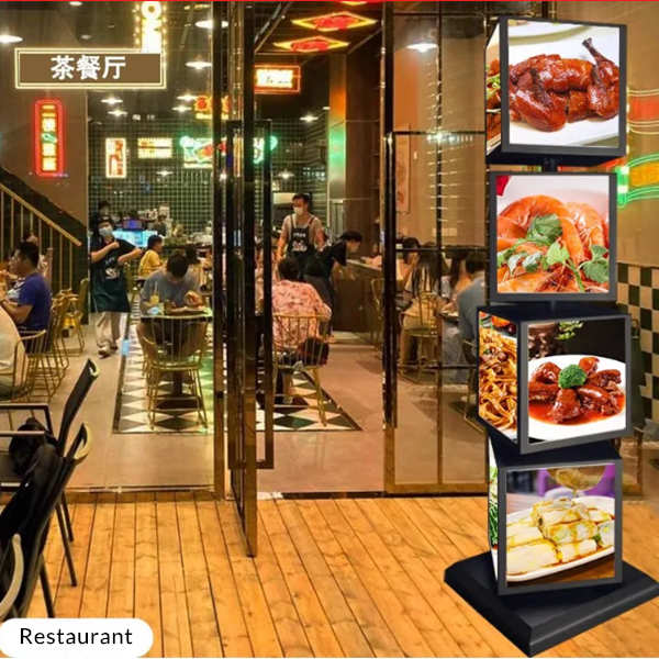 4 layers standing rotating light box use for restaurant