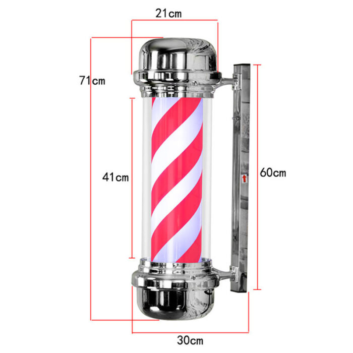 71cm barber pole lightbox red white stripes