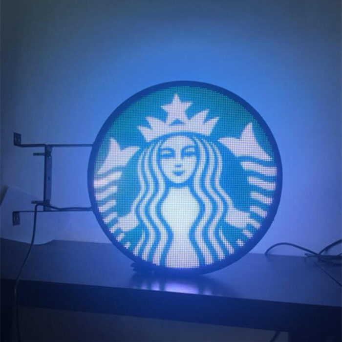 round programmable full color display projecting lightbox starbucks graphics