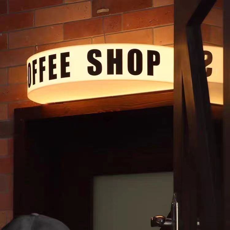 coffee shop storefront light box sign