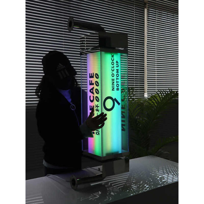 7 colors LED wall mounted tube rotating acrylic lightbox