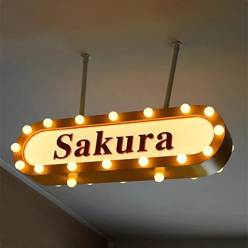ceiling hanging marquee light box with LED turn on