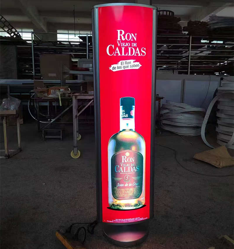 rechargeable totem floor standing light box with custom printed poster