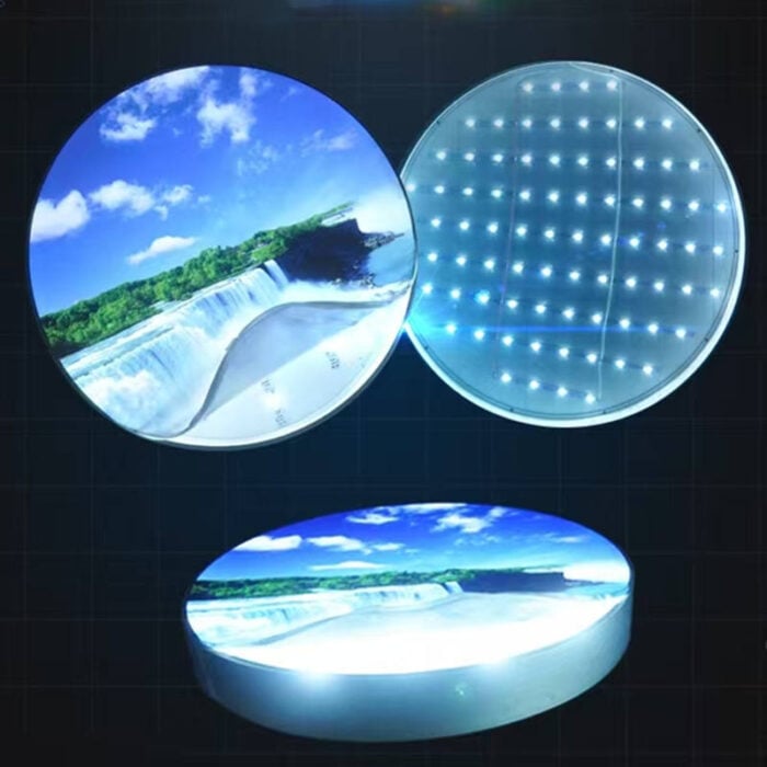 wall mounted round circular fabric light box with super bright LED