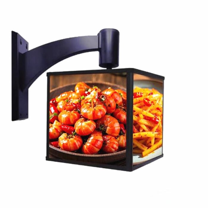 1 layer rotating cube light box sign with food posters printed