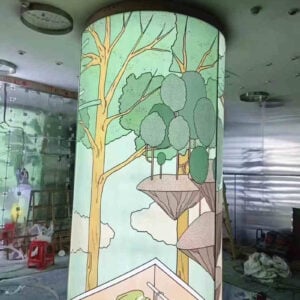 round column fabric light box finish installation