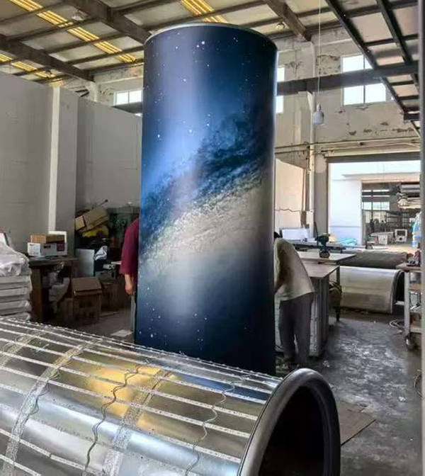 custom made round column fabric light box
