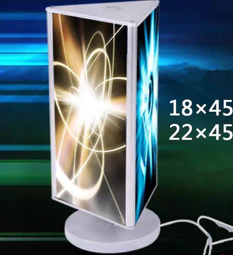 triangular rotating light box 2 size optional custom printed