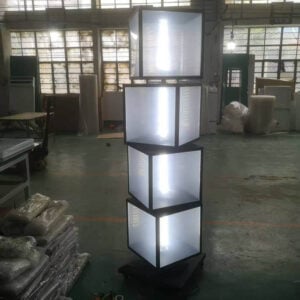 LED 4 Layers Standing Rotating Light Box Four Sided Display Vertical