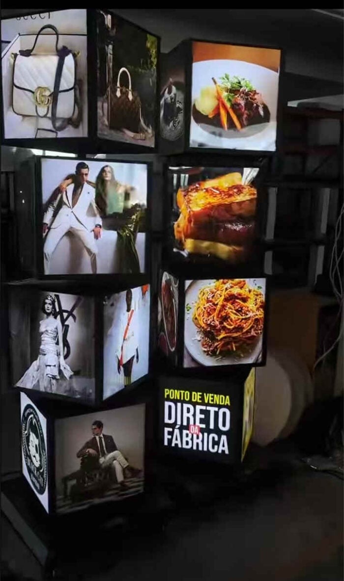4 layers standing rotating light box with food and fashion graphics