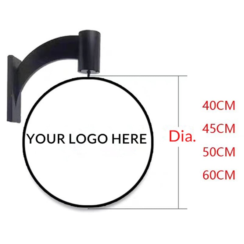 rotating light box sign with various sizes diagram