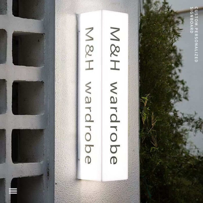wall mounted vertical white acrylic lighted sign box with logo custom printed