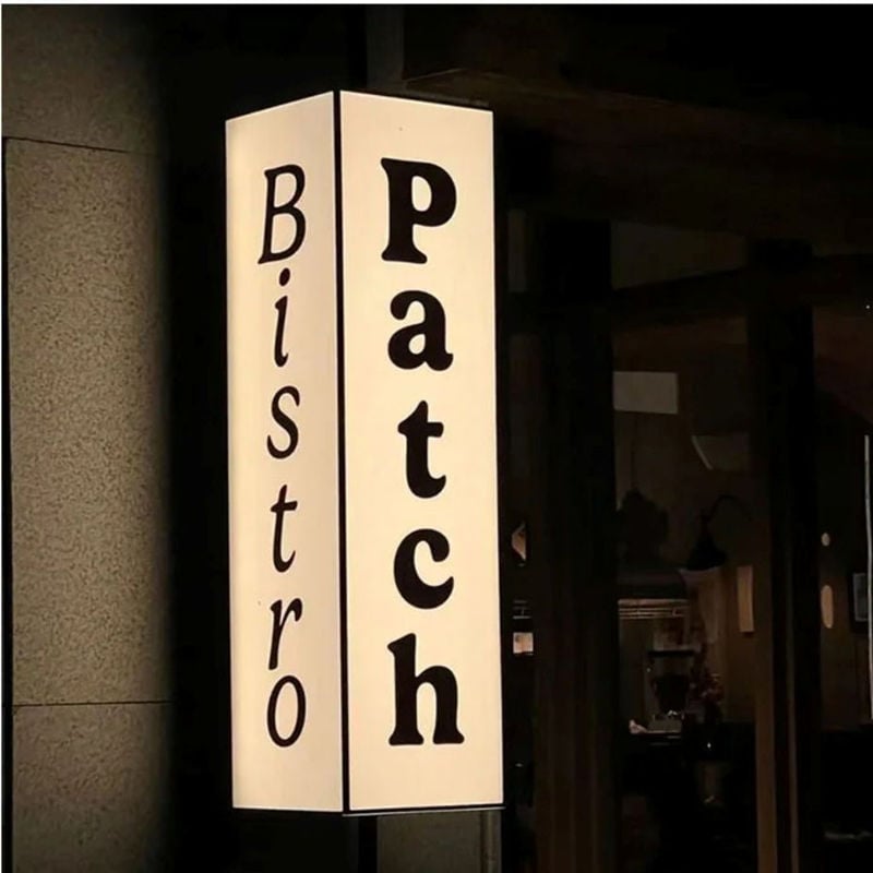 bordered vertical acrylic lighted sign box with UV print logo and message