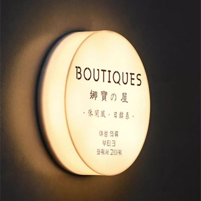 wall mounted warm light round acrylic light box single color imprinted