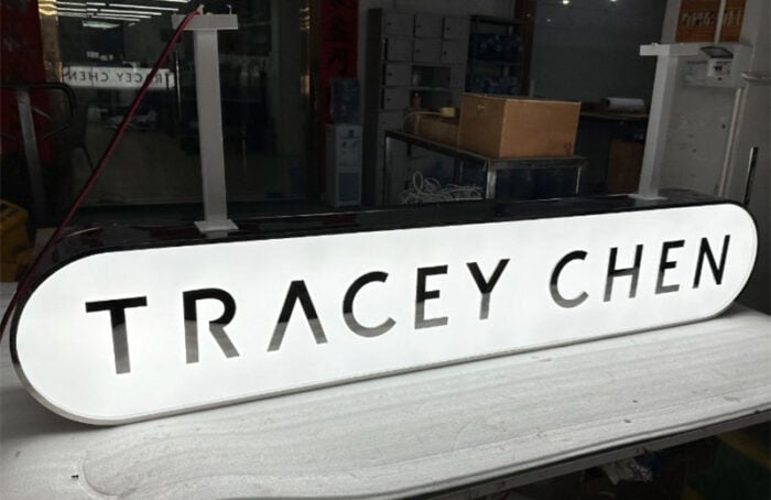 metal and acrylic double side under awning lightbox sign