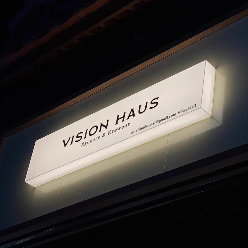 illuminated acrylic light box sign white light shop front