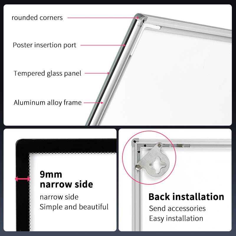 slim wall mounted slide in light boxes frame details