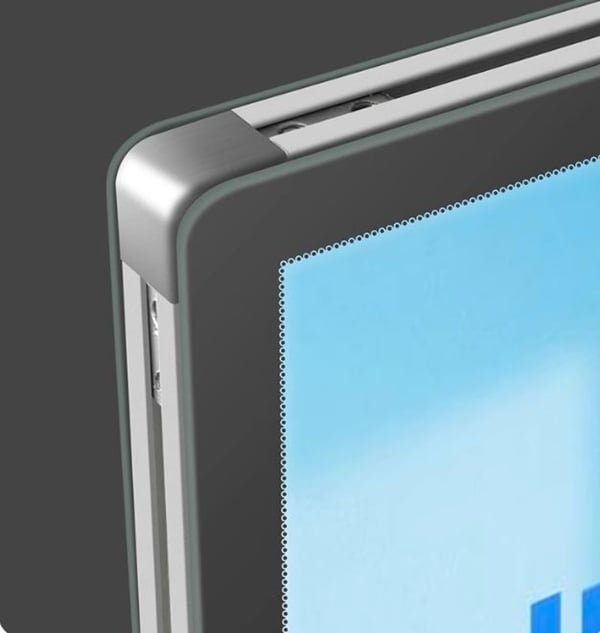 double sided hanging pull out and insert poster light box with rounded corners