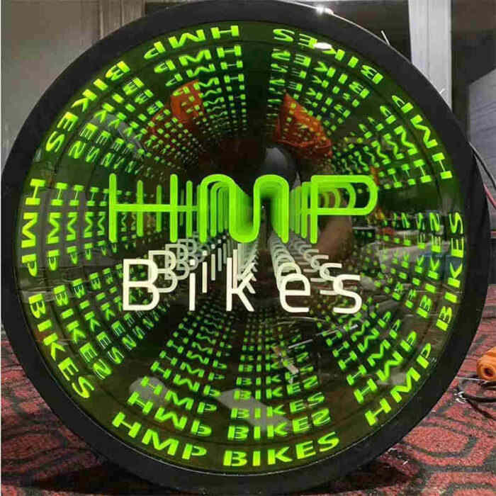 infinity mirror neon sign for bike brand