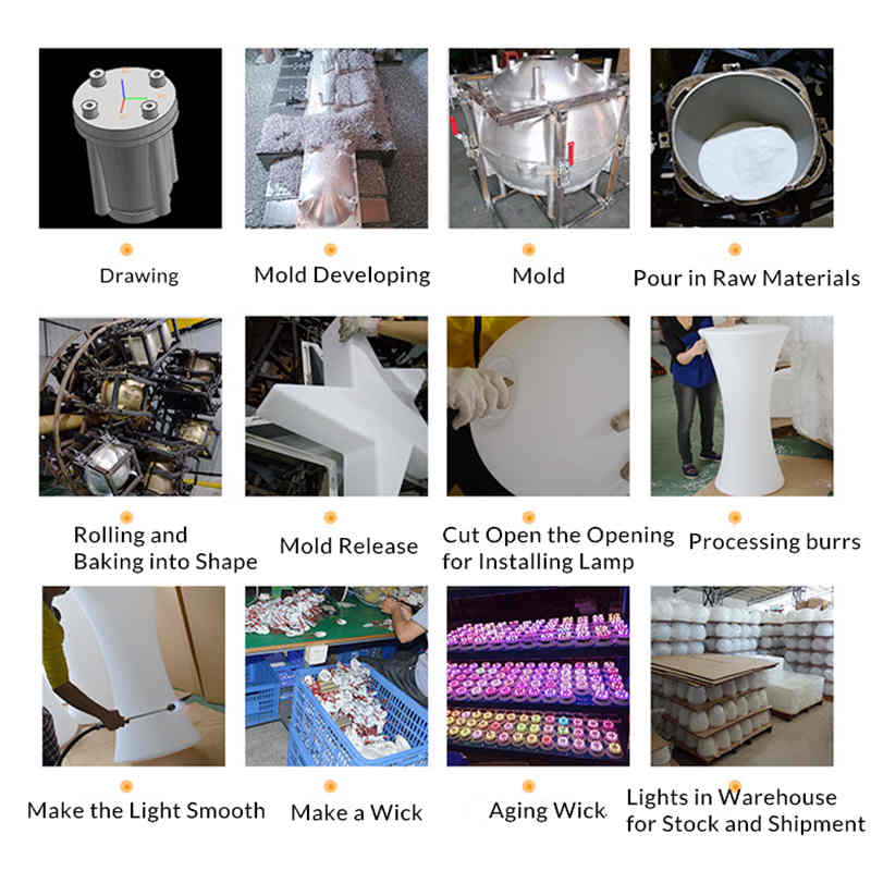 production process of light up led cubes boxes seats