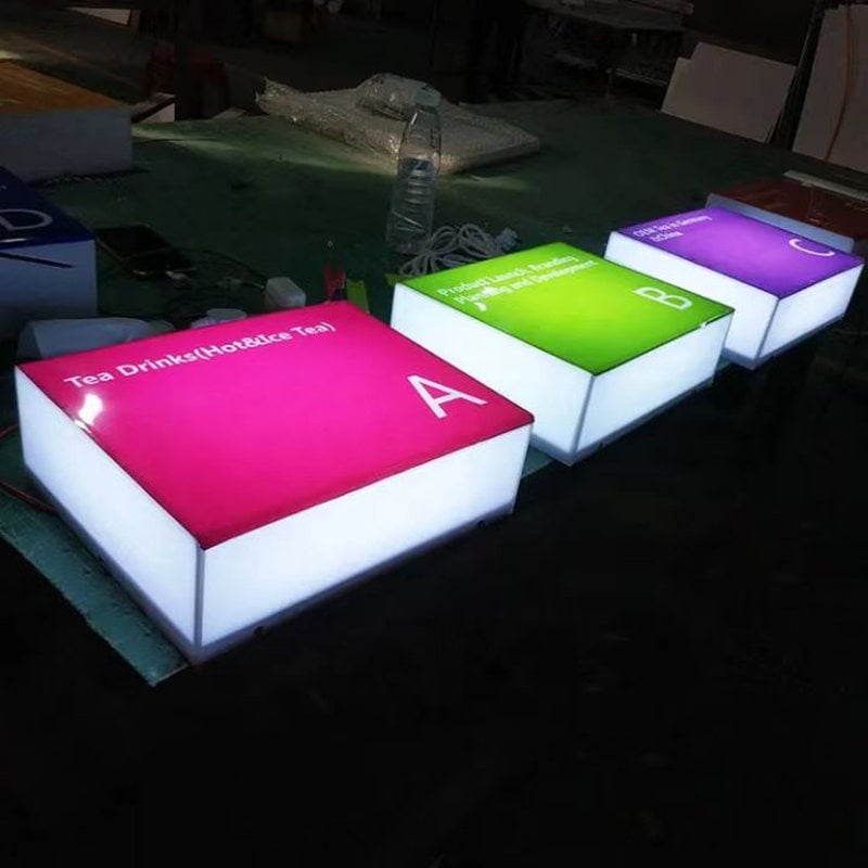 custom acrylic light box with various colors