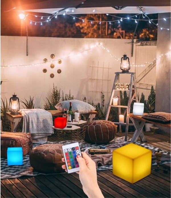 one remote controller controller multiple light up led cubes boxes seats