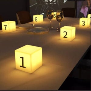 light up led cubes boxes seats lights on dinning table