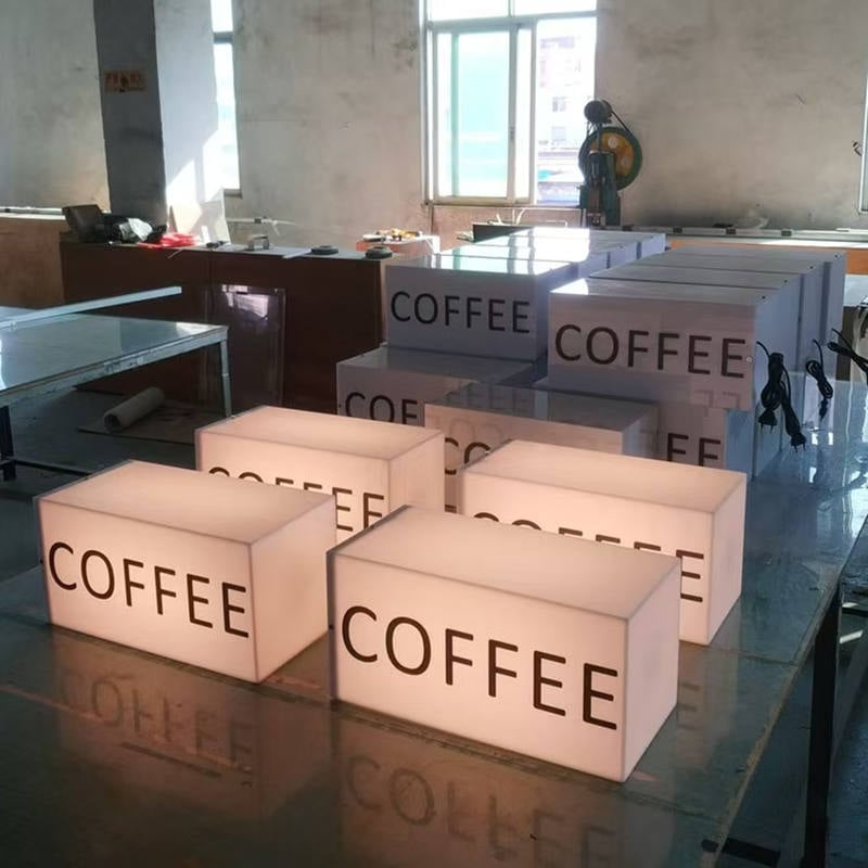 bulk produced warm light rectangular acrylic lighted box sign