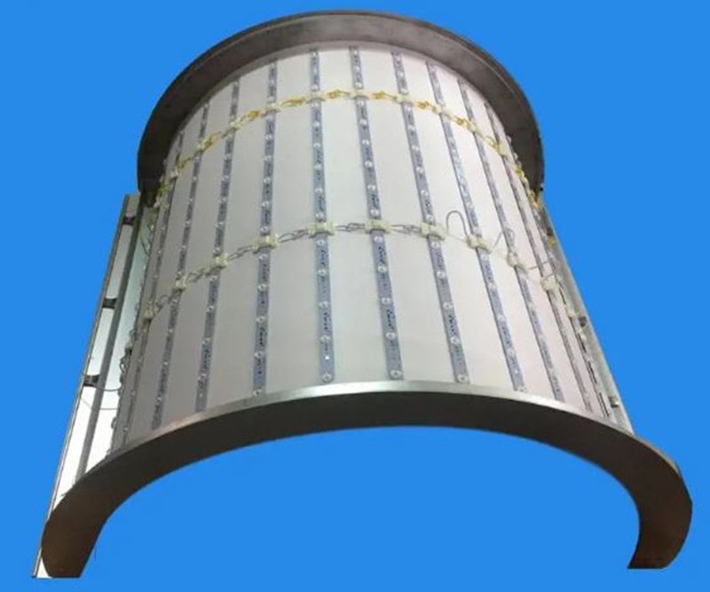 round column fabric light box frame with LED lights