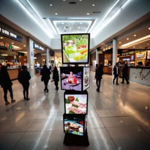 4 sided rotating light box in a shopping center