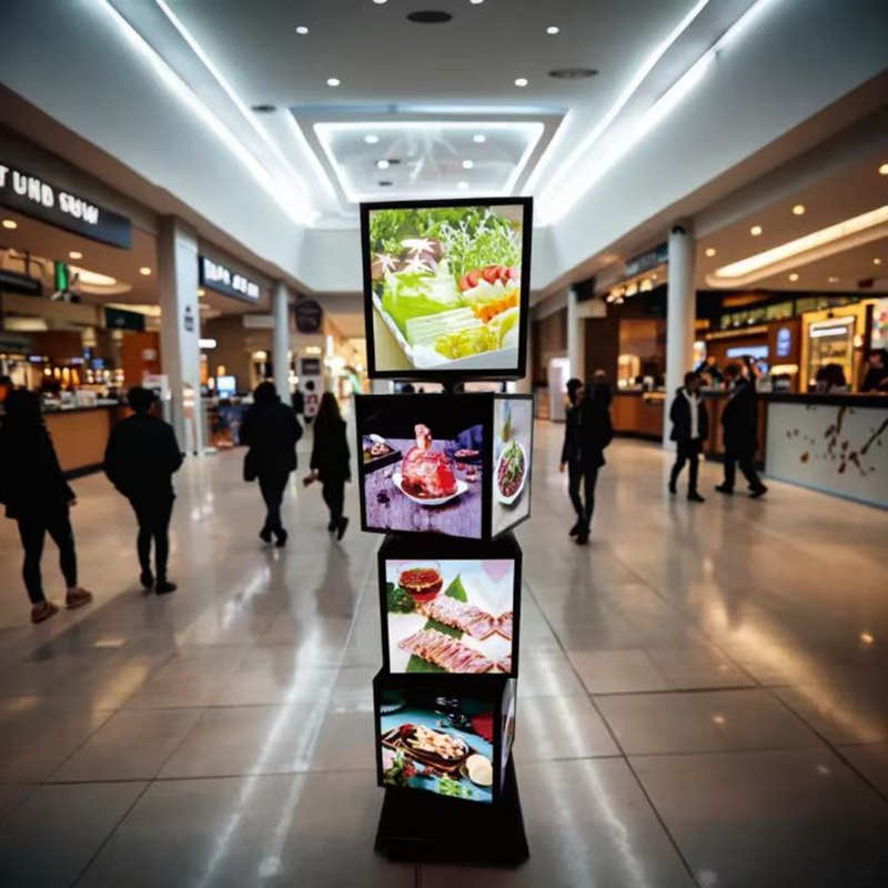 4 sided rotating light box in a shopping center