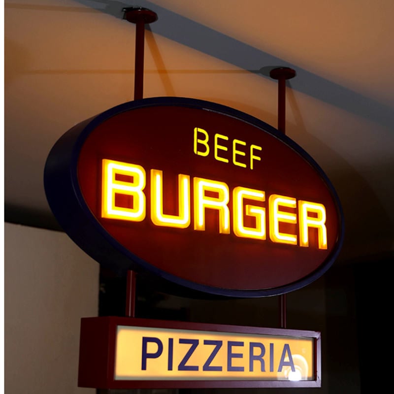 neon light hanging lightbox sign