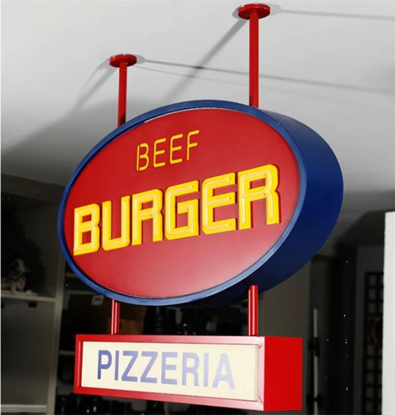 double sided neon light hanging lightbox sign