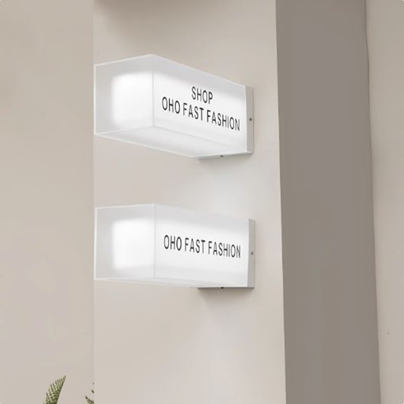 side mounted 2 layers frosted rectangular acrylic lighted box sign 
