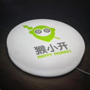 Round acrylic light box sign with white light and custom printed