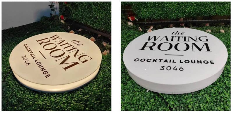 round acrylic light box sign light on and turn off compare