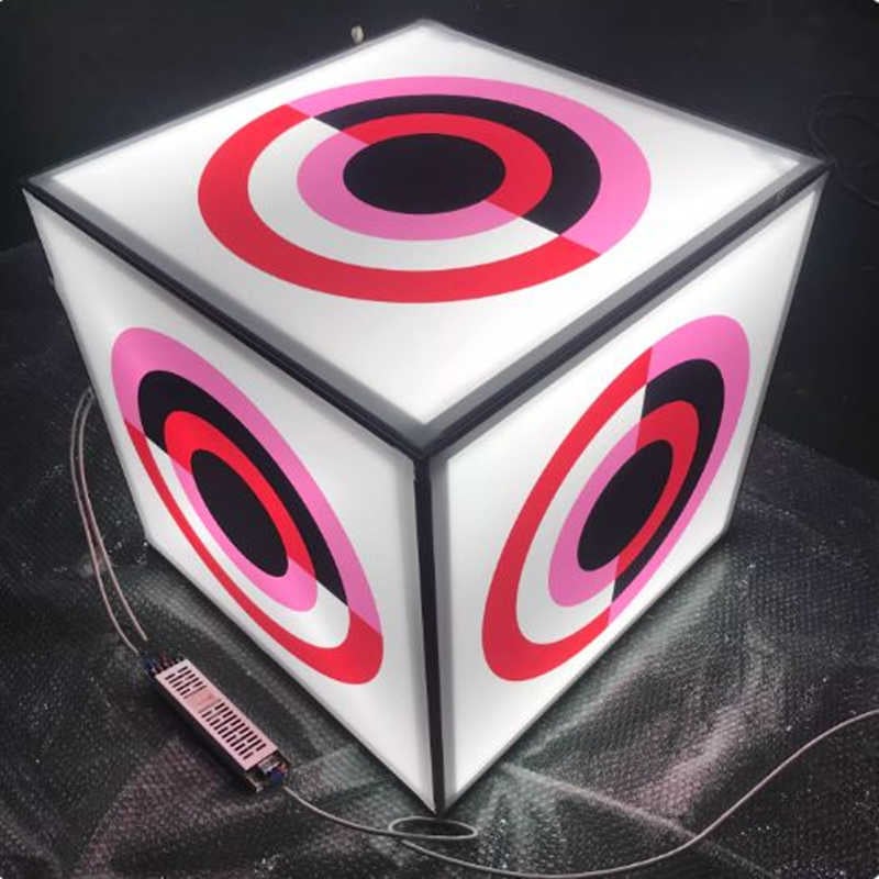 floor standing seg fabric backlit cube custom print with graphics