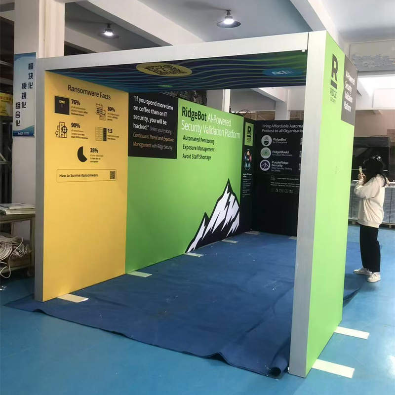 backlit arch shaped exhibit booth display