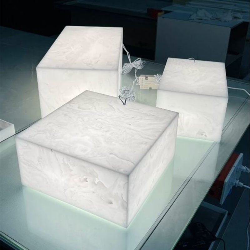 3 white light backlit onyx stone light boxes