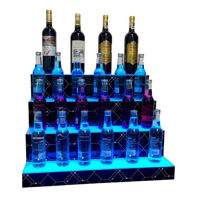 4 tier LED bottle display stand with blue light