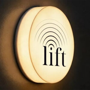 wall mounted warm light round acrylic light box sign with logo custom printed