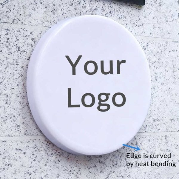 wall mounted round acrylic light box sign with curved edge by acrylic heat bending